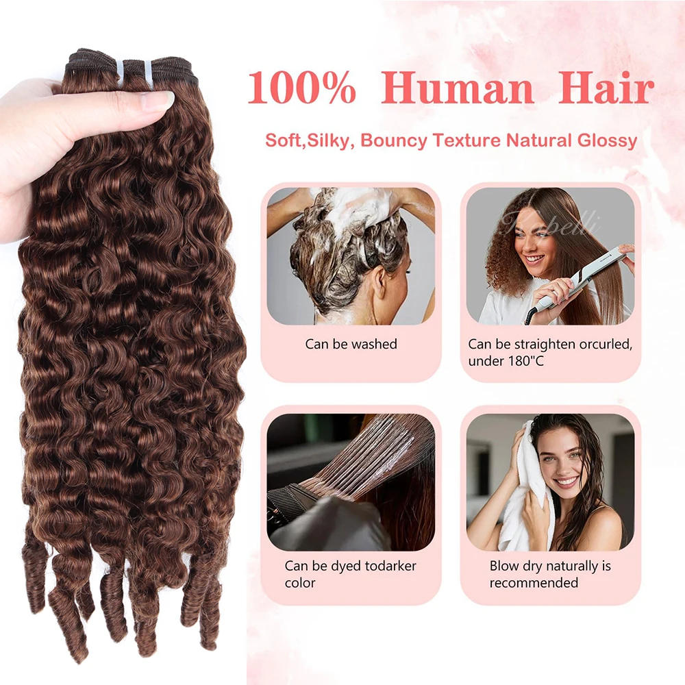 Chocolate Brown Human Hair Bundles Burmese Curly Hair Bundles Deal Brazilian Raw Hair Extensions  1/3/4 pcs