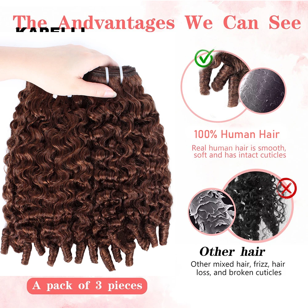 Chocolate Brown Human Hair Bundles Burmese Curly Hair Bundles Deal Brazilian Raw Hair Extensions  1/3/4 pcs