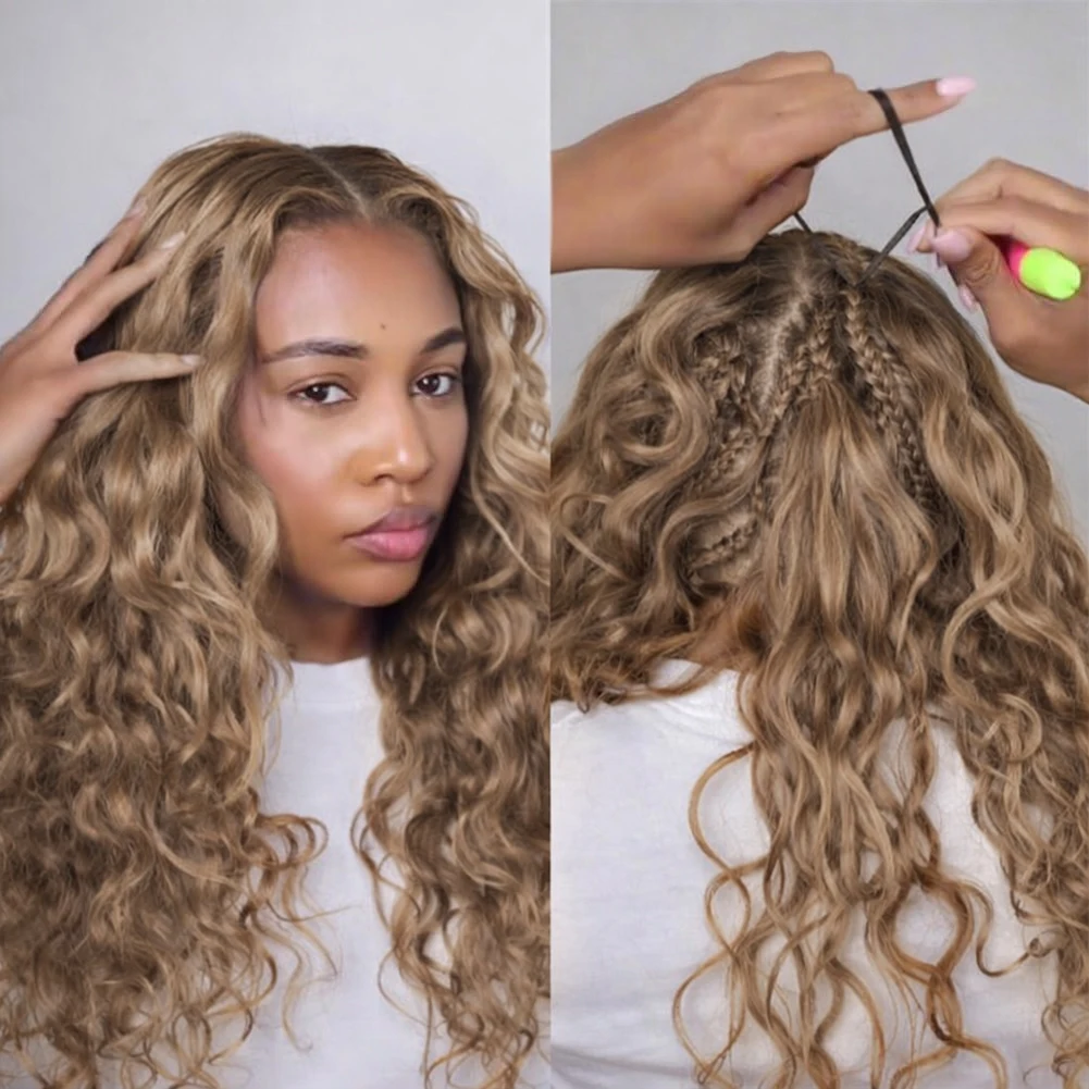 #27 Honey Blonde Body Wave Pre-Separated Miracle Knot Crochet Human Hair Invisible Knotless Feather Crochet Hair Extensions 100% Virgin Remy Human Hair Soft Natural Wavy Braiding Hair Quick Install Lightweight Protective Braids For Ladies Daily Wear
