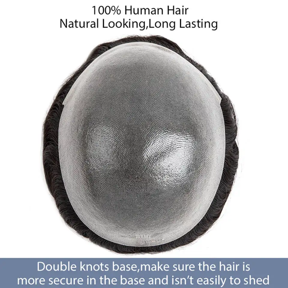 Clearance 0.08mm Full Skin Base Toupee Men Hair Strong Double Knots Male Hair Prosthesis Natural Human Hair Men's Wigs Systems