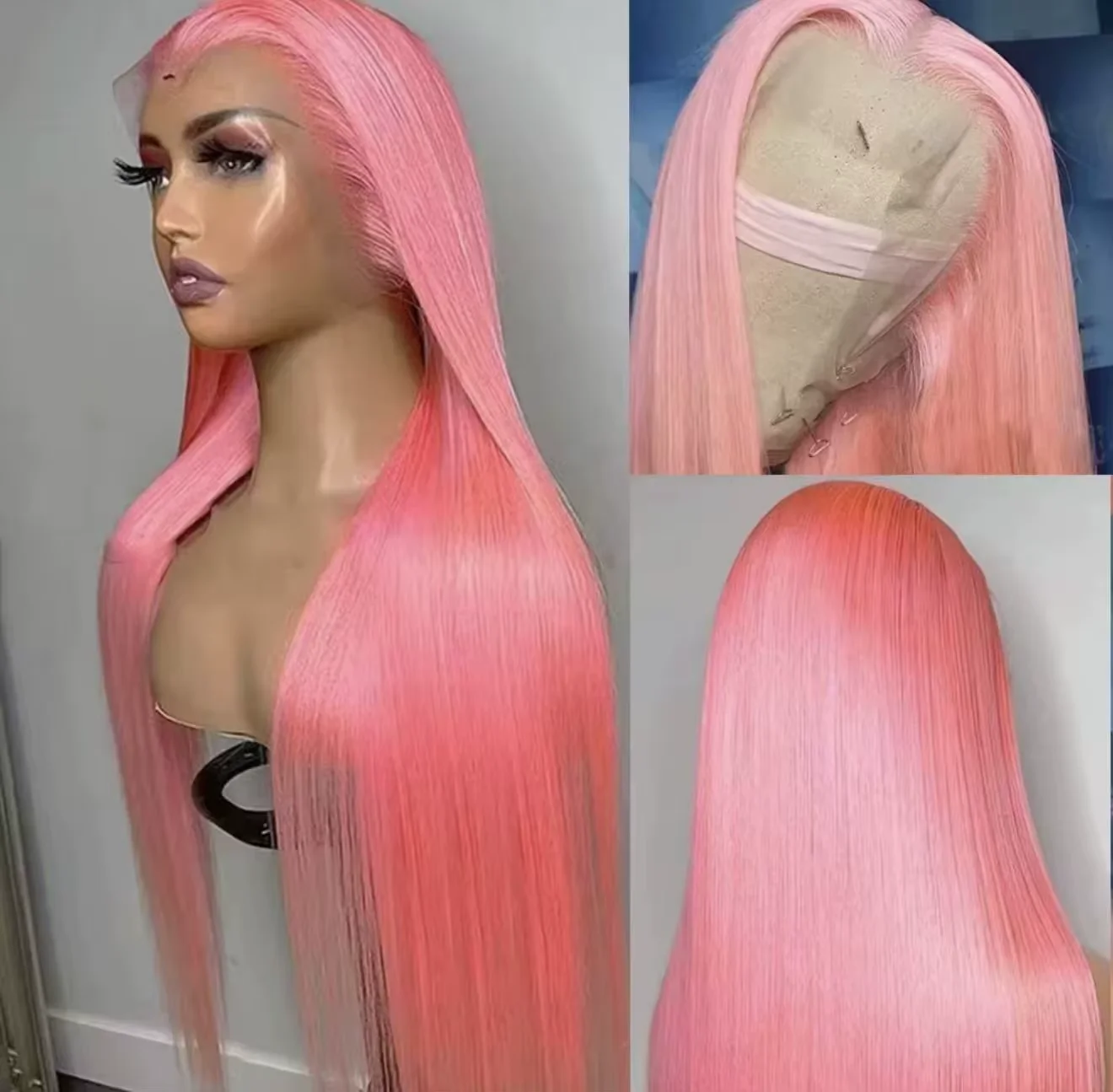 Pink Straight Wig 13x6 HD Lace Front Human Hair Wigs For Women Pre Plucked Hairline Brazilian Bleach Colored 13x4 Lace Frontal Wigs