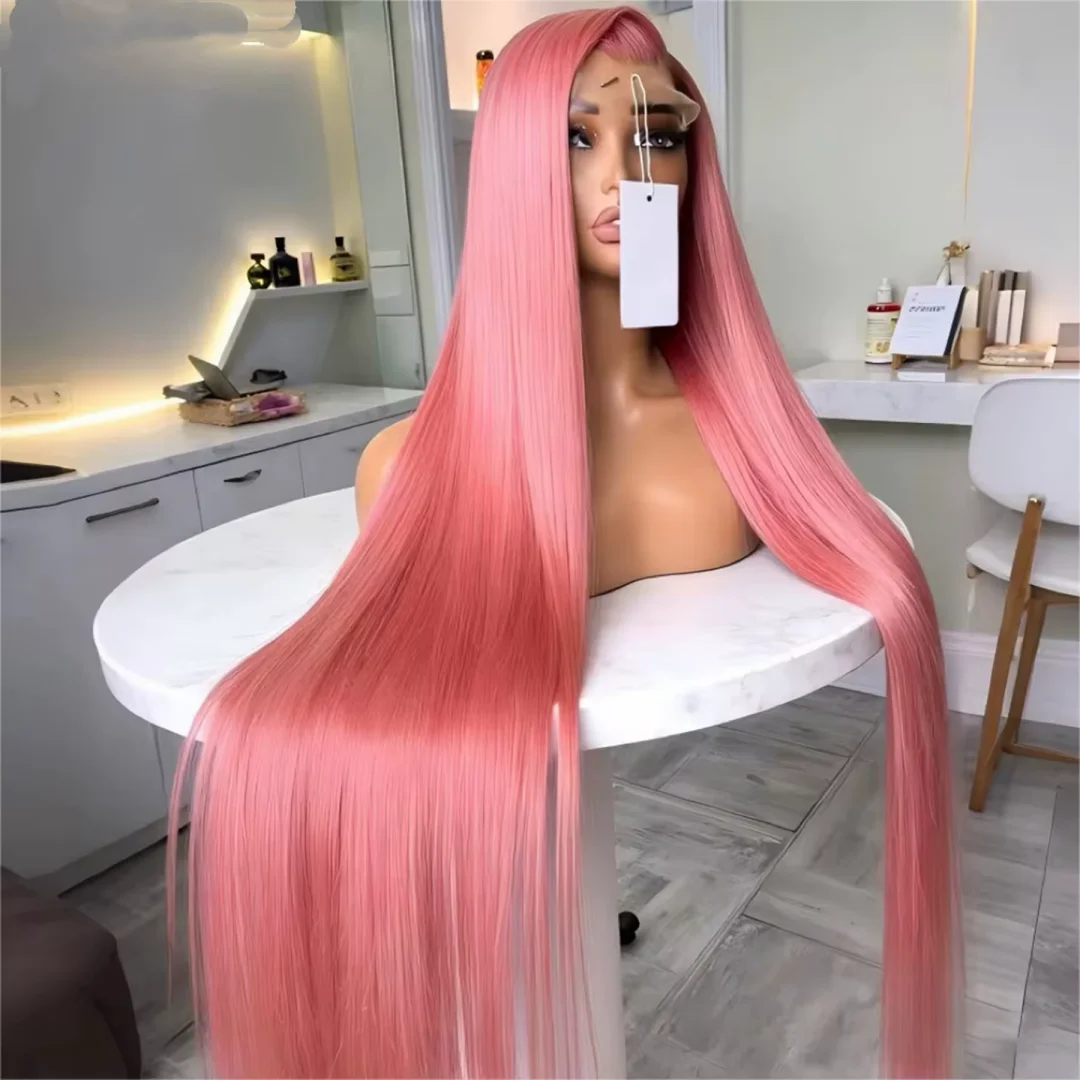 Pink Straight Wig 13x6 HD Lace Front Human Hair Wigs For Women Pre Plucked Hairline Brazilian Bleach Colored 13x4 Lace Frontal Wigs