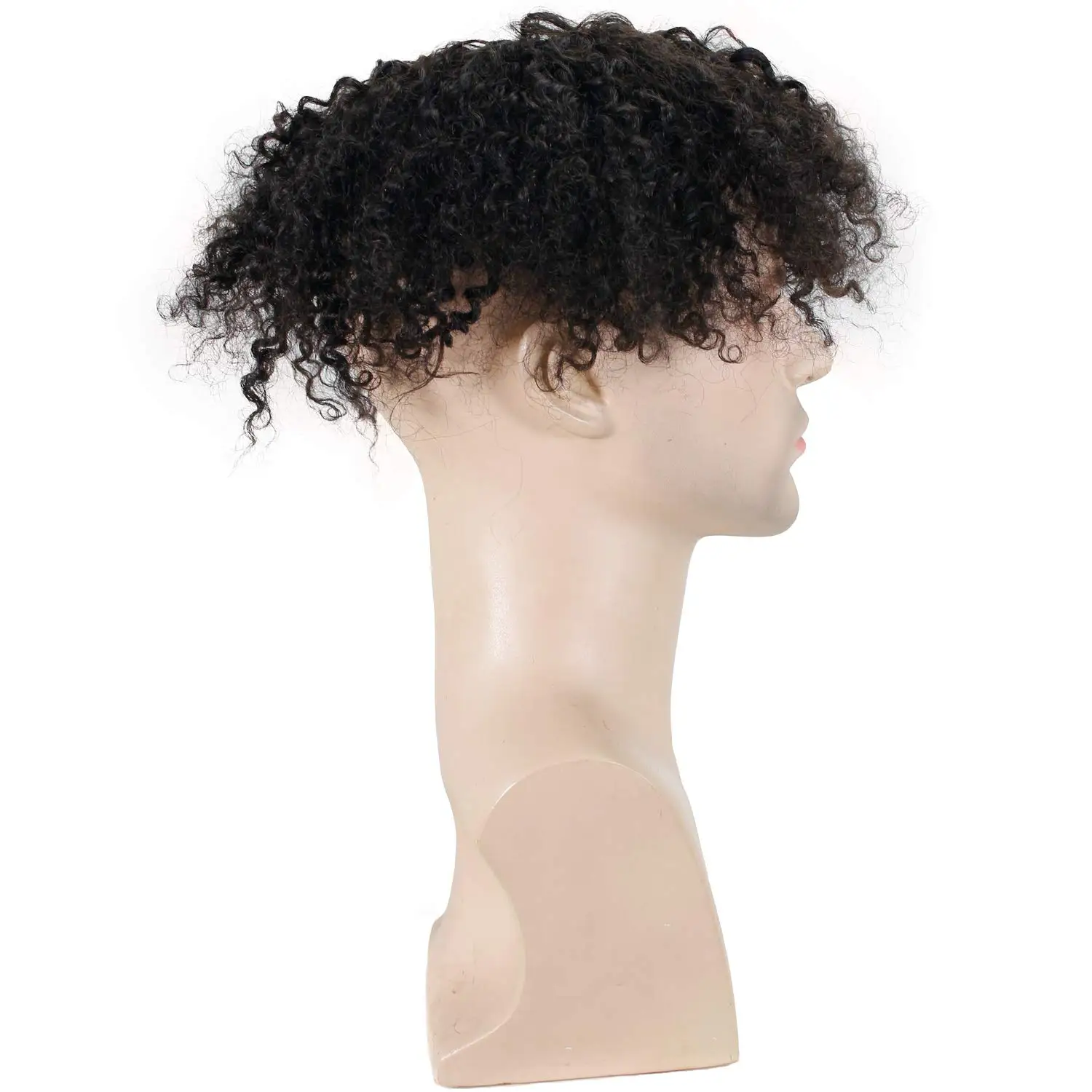 Kinky Curly Men's Toupee for African Amercian 100% Rem Human Hair Mono Lace PU Base Hairpiece Replacement Wig 10x8inch 1B Black