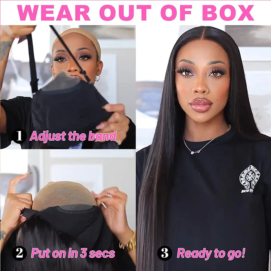 4x4 HD Glueless Straight Human Hair Wigs 5x5 Wear And Go Lace Frontal Wig On Clearance Sale 230% 30Inch Straight Lace Front Wig