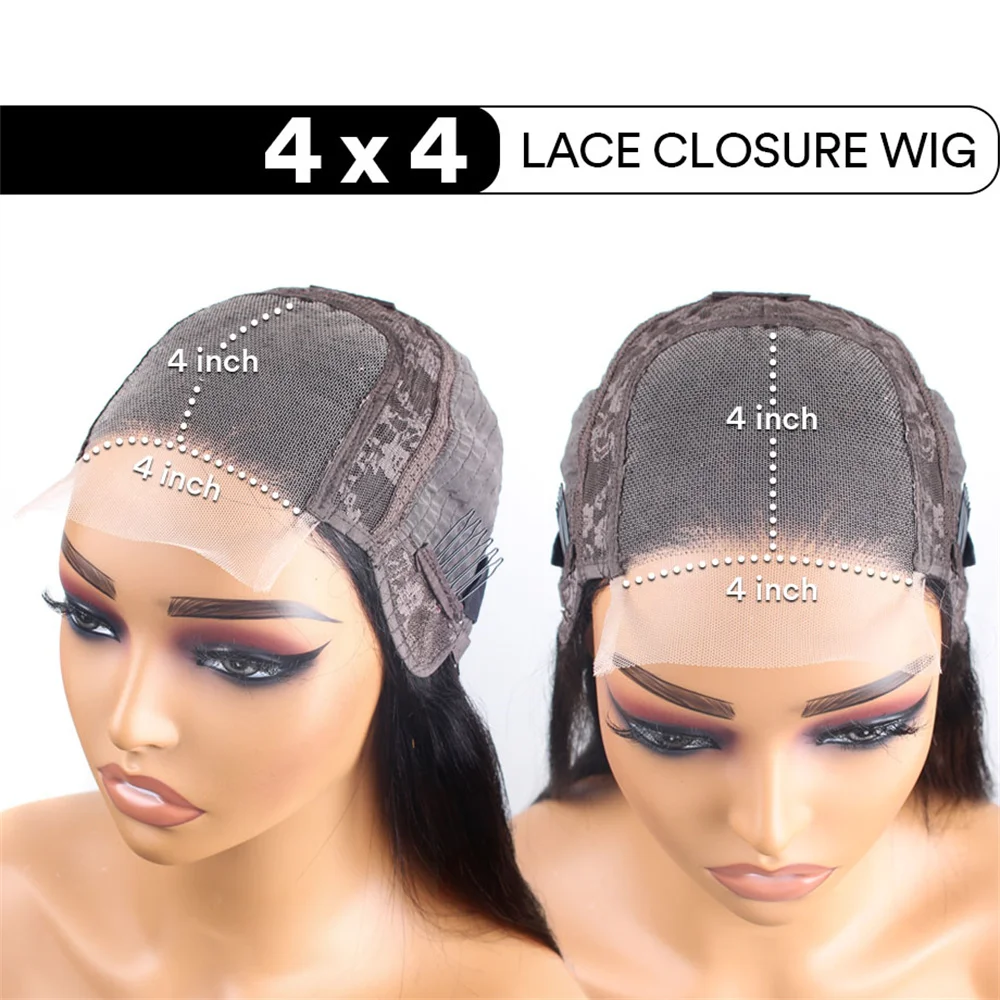 4x4 HD Glueless Straight Human Hair Wigs 5x5 Wear And Go Lace Frontal Wig On Clearance Sale 230% 30Inch Straight Lace Front Wig
