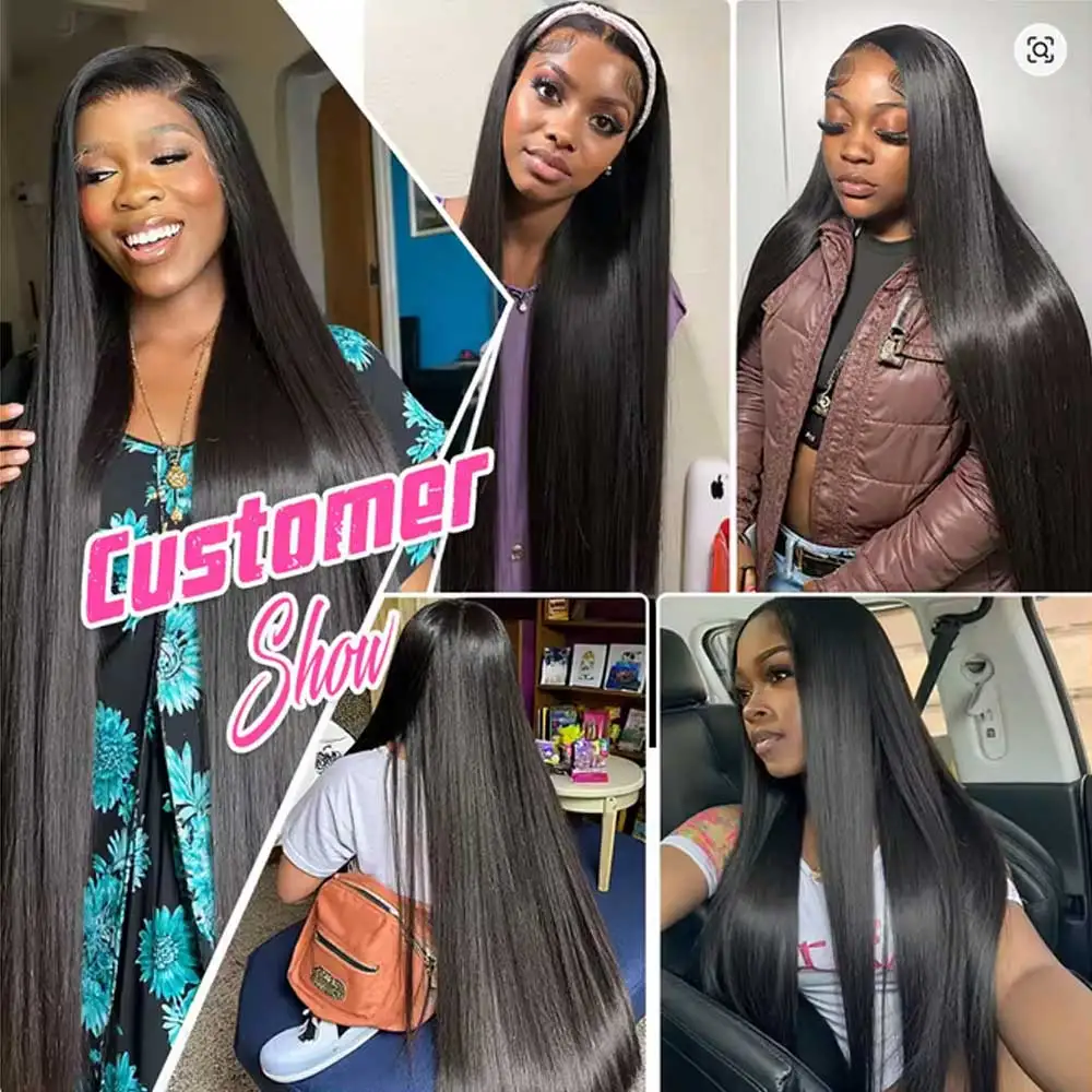 4x4 HD Glueless Straight Human Hair Wigs 5x5 Wear And Go Lace Frontal Wig On Clearance Sale 230% 30Inch Straight Lace Front Wig