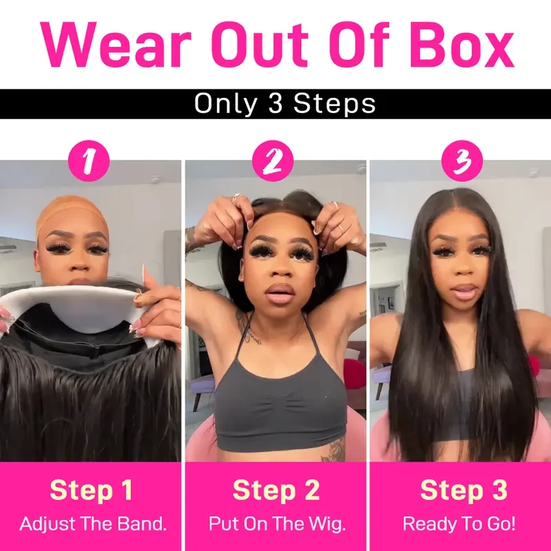 4x4 HD Glueless Straight Human Hair Wigs 5x5 Wear And Go Lace Frontal Wig On Clearance Sale 230% 30Inch Straight Lace Front Wig