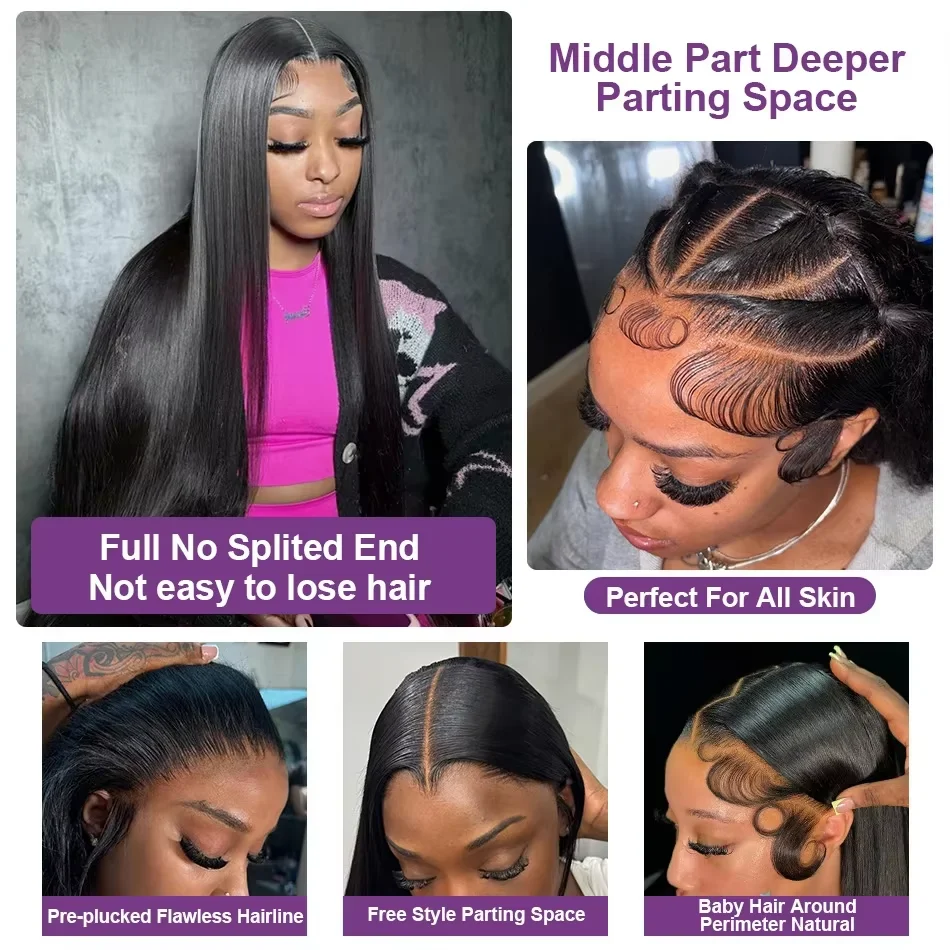 4x4 HD Glueless Straight Human Hair Wigs 5x5 Wear And Go Lace Frontal Wig On Clearance Sale 230% 30Inch Straight Lace Front Wig