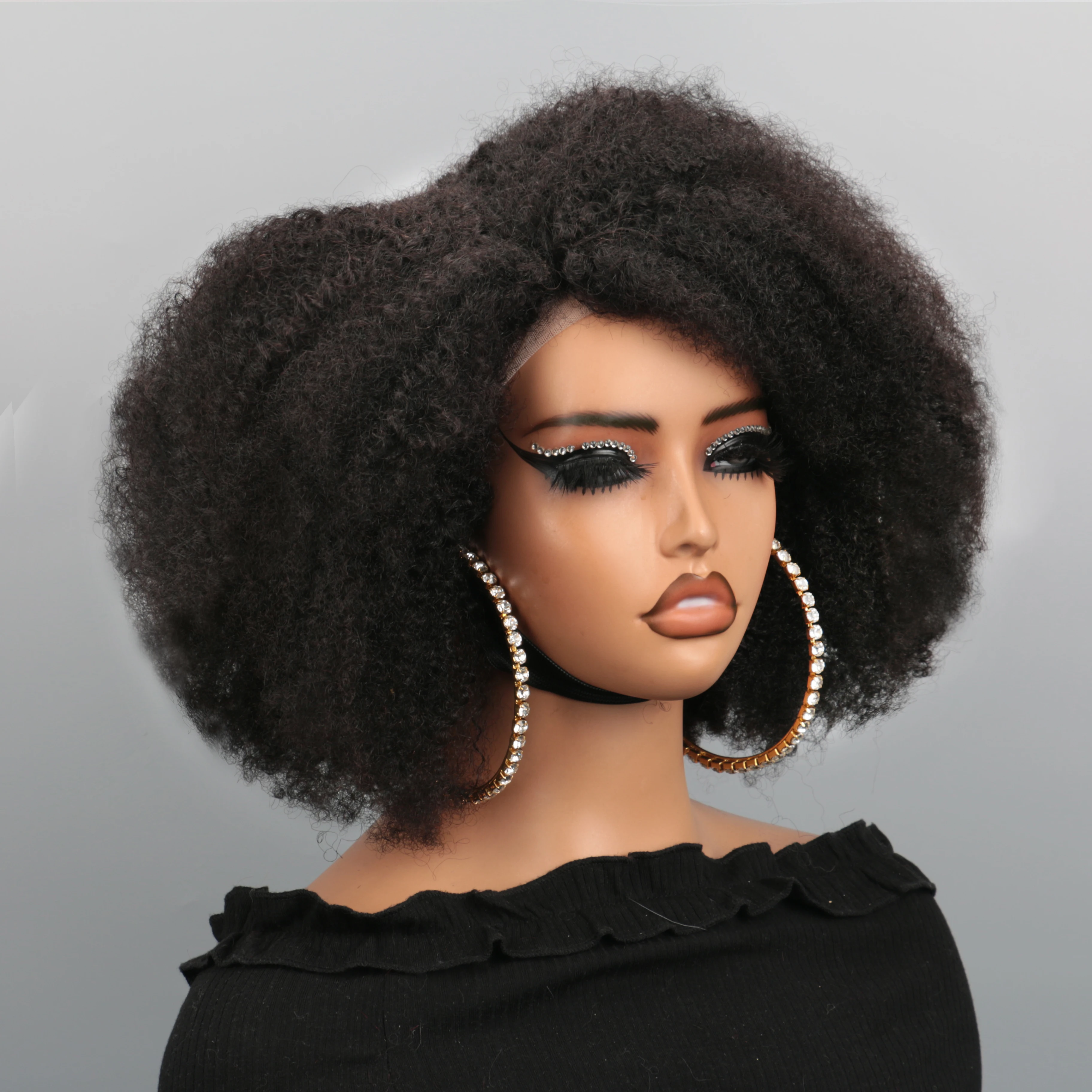 Afro Wigs for Black Women Kinky Curly Lace Front Wig Afro Short Bob Human Hair Wig 13x4x2 Lace Natural Hairline 250% Density