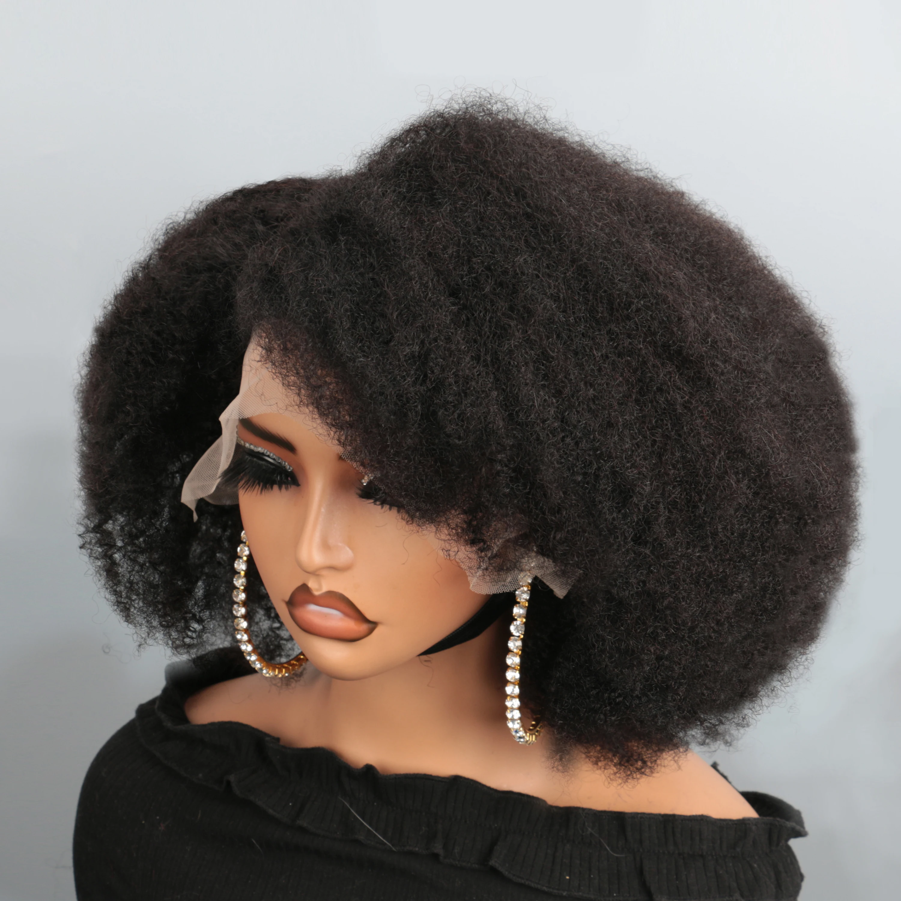 Afro Wigs for Black Women Kinky Curly Lace Front Wig Afro Short Bob Human Hair Wig 13x4x2 Lace Natural Hairline 250% Density
