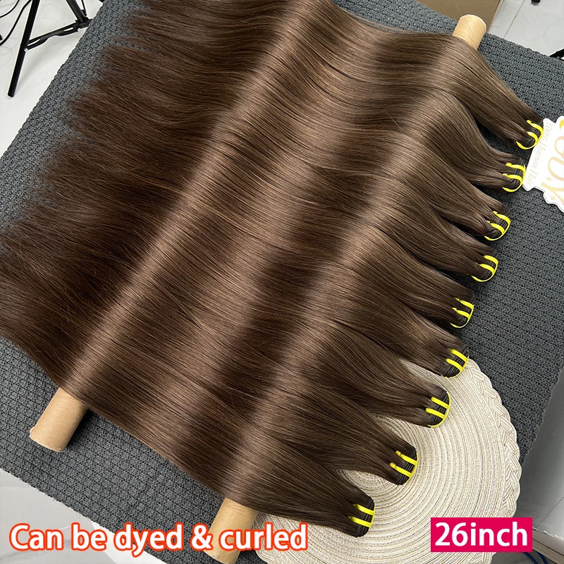 #2 Dark Brown Colored Bone Straight 100% Unprocessed Raw Virgin Human Hair Weave Extensions 1/2/3/4 Top Bundles Double Weft