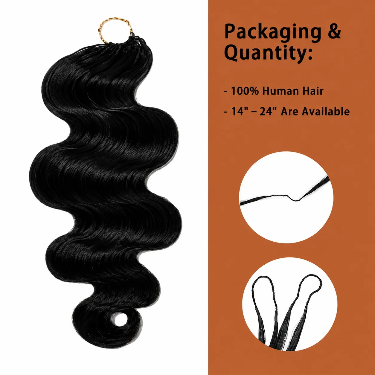 12A Knotless Pre Separated Body Wave Feather Crochet Human Hair 100% Remy Real Hair Extensions For Braiding Twist Feather Line
