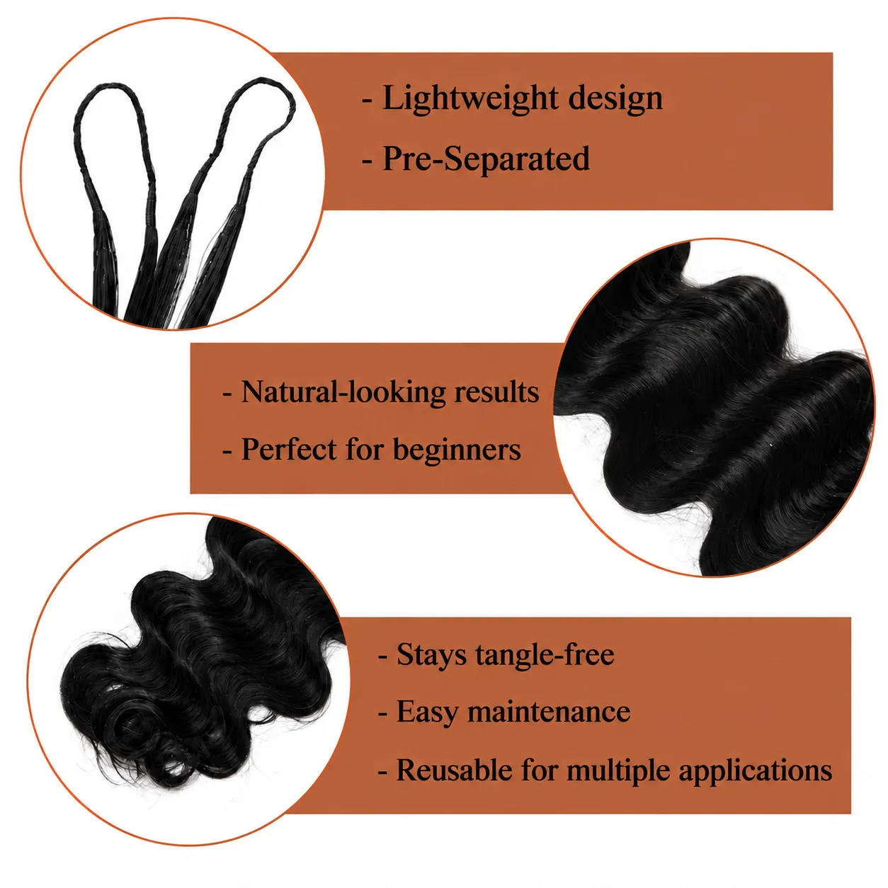 12A Knotless Pre Separated Body Wave Feather Crochet Human Hair 100% Remy Real Hair Extensions For Braiding Twist Feather Line