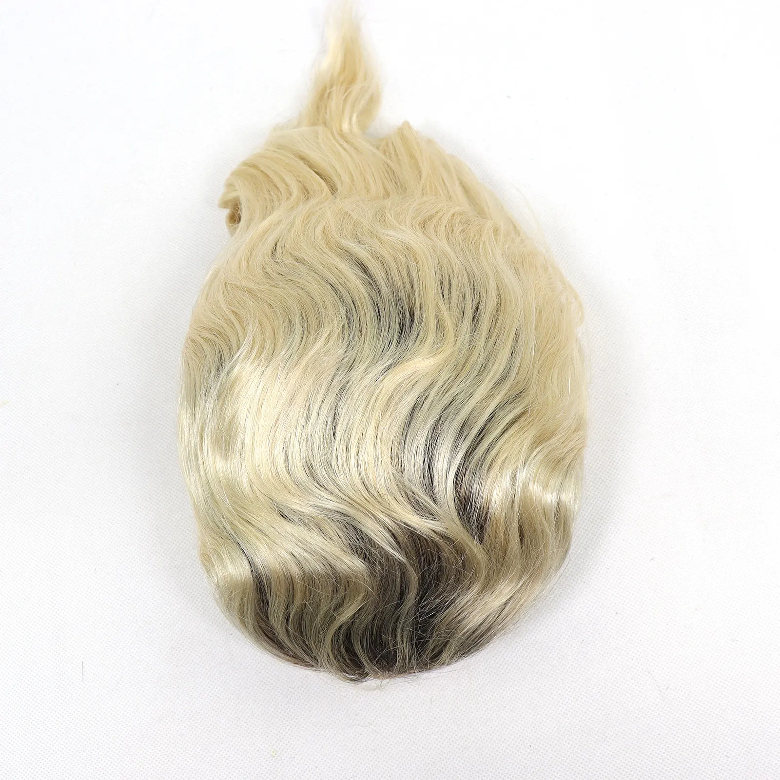 4T613 Ombre Blonde Toupee for Men Human Hair Capillary Prosthesis Lace Front Toupee Dark Roots Male Hair System Hairpiece