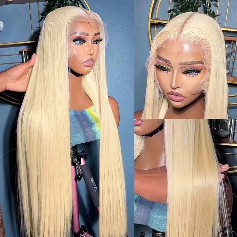 613 Blonde 13x6 HD Lace Frontal Wigs Pre Plucked Indian Raw Hair Straight 13x4 Lace Front Human Hair Wigs For Women 40 inch Honey Blonde Long Wigs Clearance Sale Bone Straight Wigs