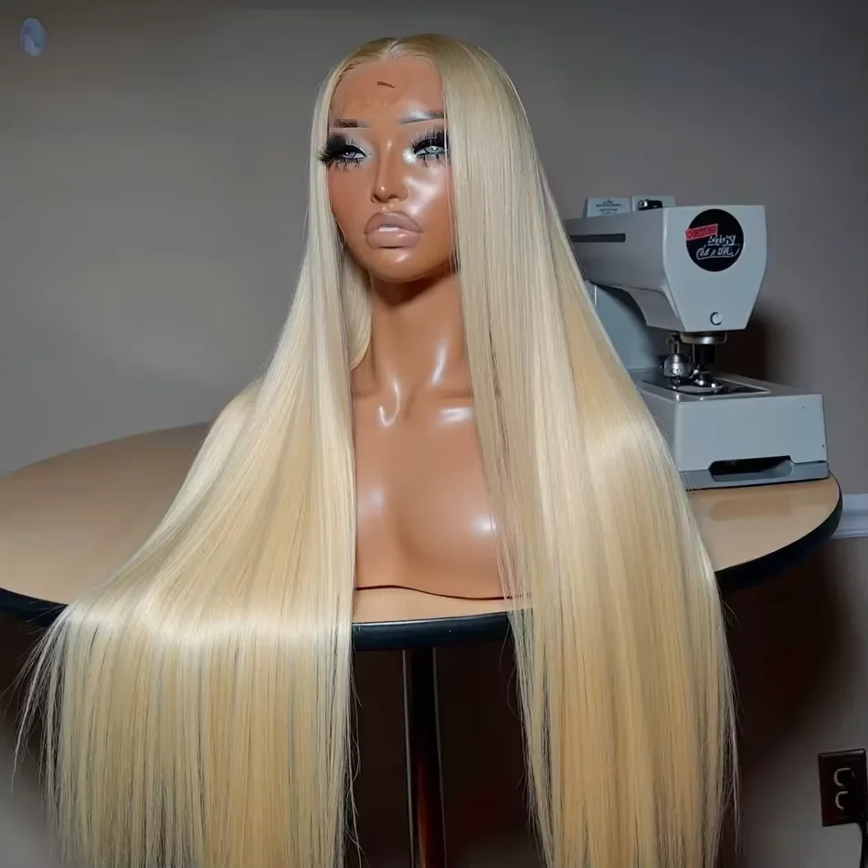 613 Blonde 13x6 HD Lace Frontal Wigs Pre Plucked Indian Raw Hair Straight 13x4 Lace Front Human Hair Wigs For Women 40 inch Honey Blonde Long Wigs Clearance Sale Bone Straight Wigs