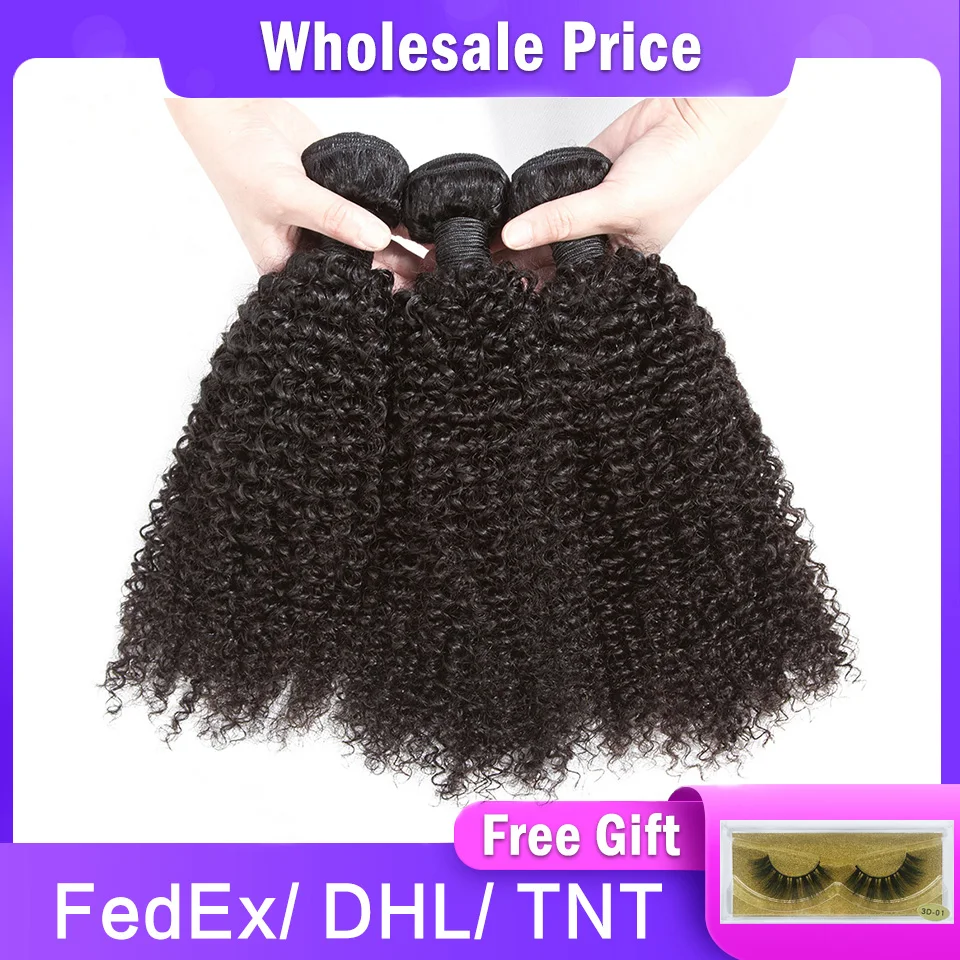 Kinky Curly Brazilian Human Hair Bundles 10Pcs/Lot Remy Hair Weaving Bundles Deal 8"-28" Natural Color Curly Human Hair Bundles