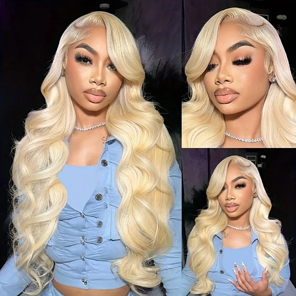 BB Face 13x6 HD Transparent Lace Frontal Human Hair Wigs 250 Density Body Wave 613 Blonde 13x4 Lace Front Brazilian Wigs Pre Plucked Natural Hairline 40inch Long Wavy Wigs