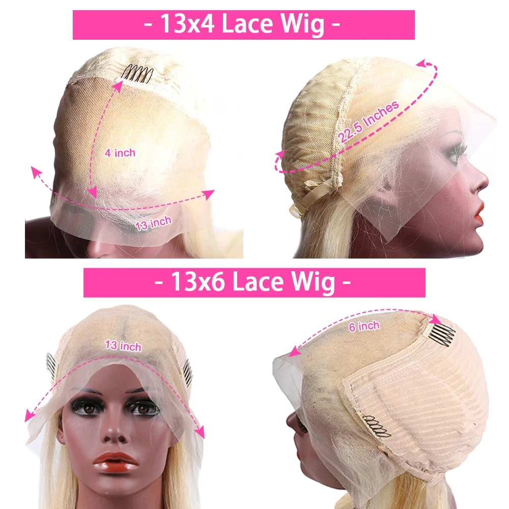 BB Face 13x6 HD Transparent Lace Frontal Human Hair Wigs 250 Density Body Wave 613 Blonde 13x4 Lace Front Brazilian Wigs Pre Plucked Natural Hairline 40inch Long Wavy Wigs