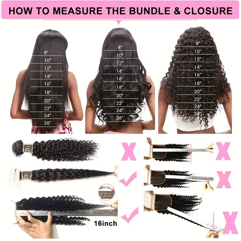 Deep Wave Natural Hair Extensions with Closure Brazilian Unprocessed Remy Human Hair Weave, 4x4 Lace Closure with 3/4 Bundles