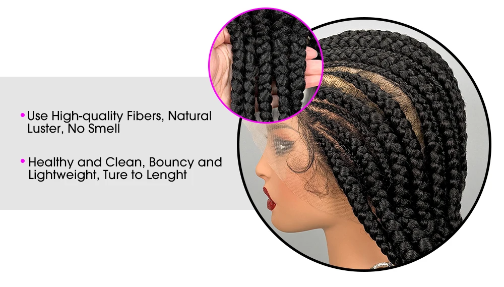 Handmade Synthetic Bantu Braiding Wigs Full Lace Natural Cornrow Braided Wigs for Black Women 16inch African Braids Hair Wigs