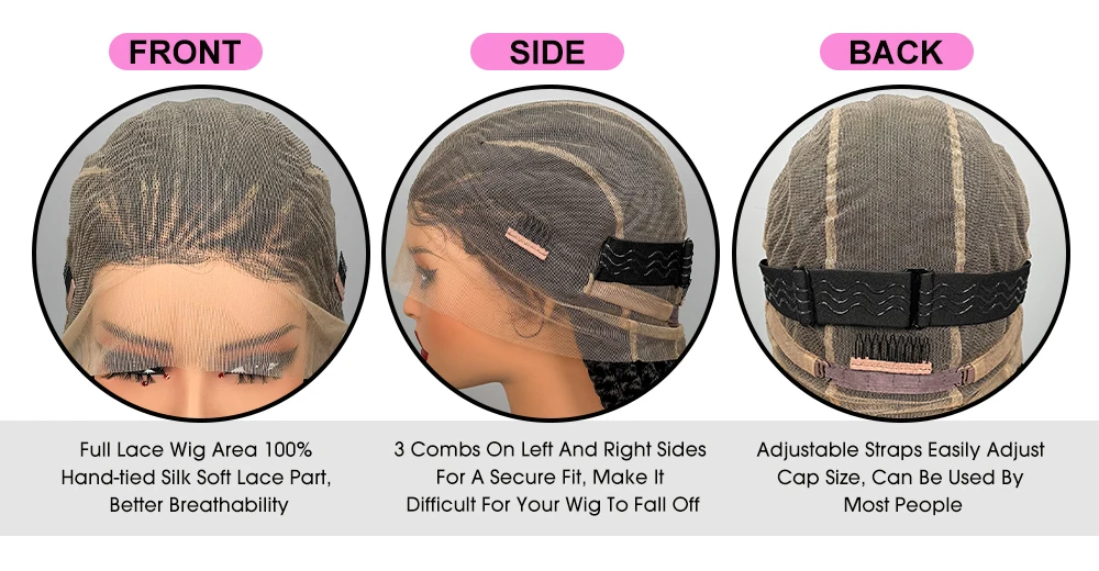 Handmade Synthetic Bantu Braiding Wigs Full Lace Natural Cornrow Braided Wigs for Black Women 16inch African Braids Hair Wigs