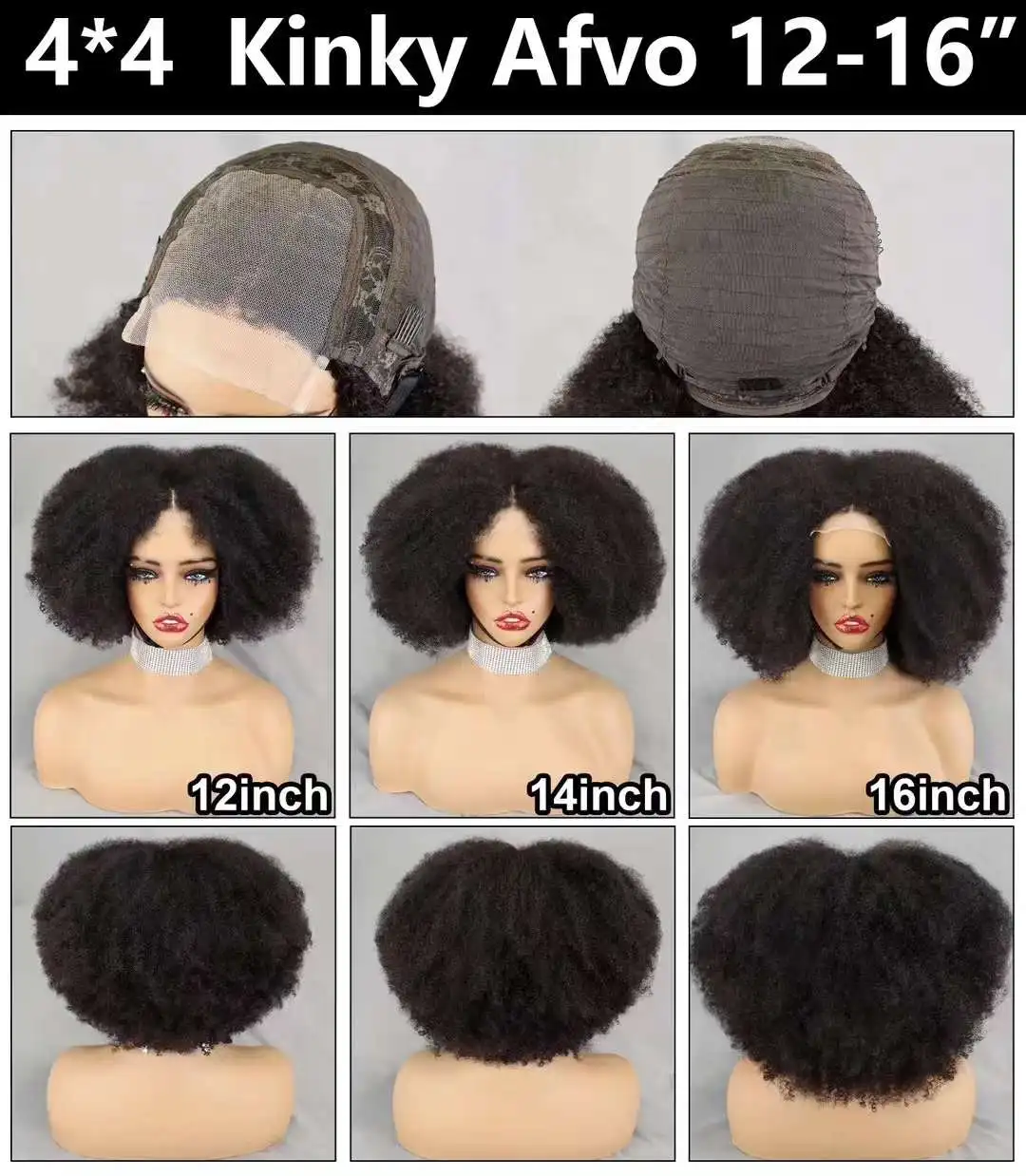 350% Density Afro Kinky Curly Wigs 13x4 4x4 Lace Frontal Short Bouncy Curly Bob Human Hair Wigs Natural Hairline for Black Women