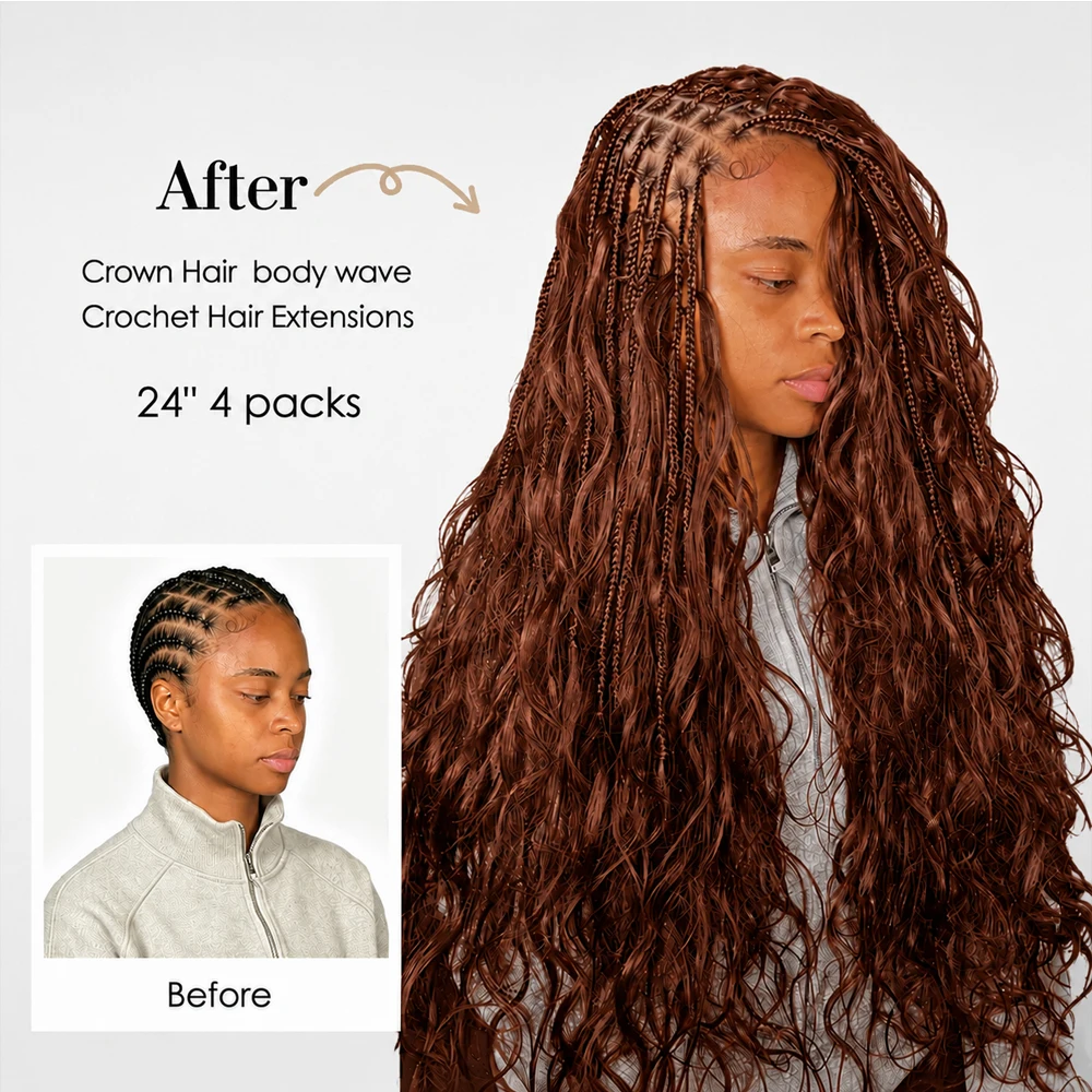 Brown Color Body Wave Crochet Human Hair Miracle Knots Feather Extensions Pre Separated For Boho Braids Lightweight Quick Install Natural Full Ends Reusable Protective Style Long Lasting Hair For Black Women