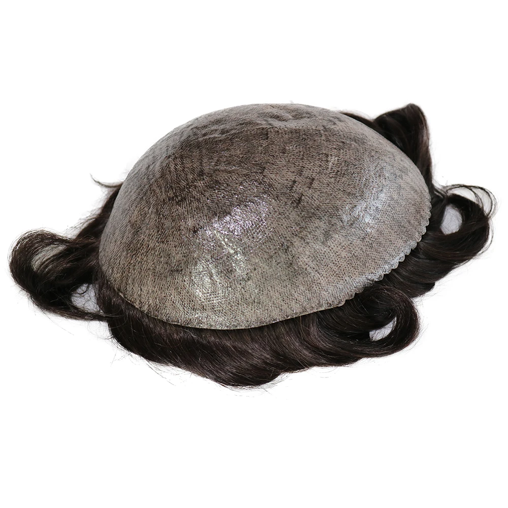 Men's Super Natural Hairline Toupee 1B50 1B80 Dark Brown Gray Black Transparent PU Undetectable Durable Thin Micro Skin Prosthes