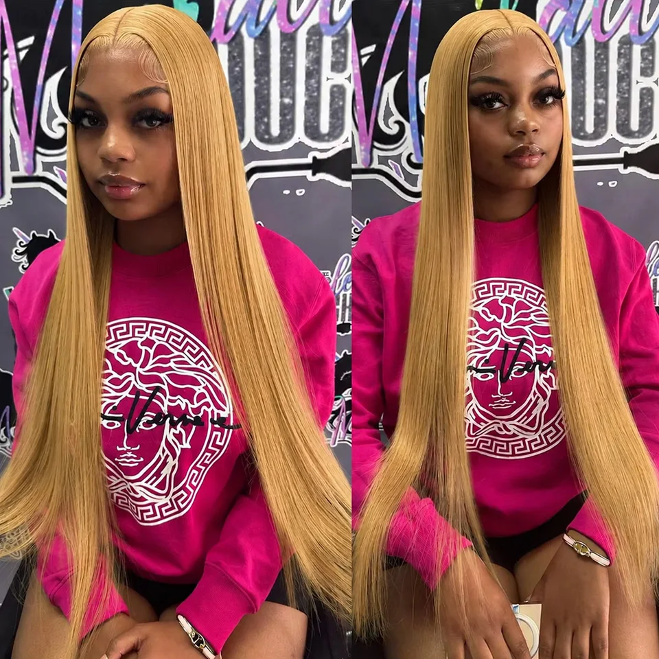 Smilegirl 260% Density Honey Blonde 13x6 HD Lace Front Human Hair Wigs Straight #27 Colored Brazilian Glueless 13x4 Lace Frontal Wig Women