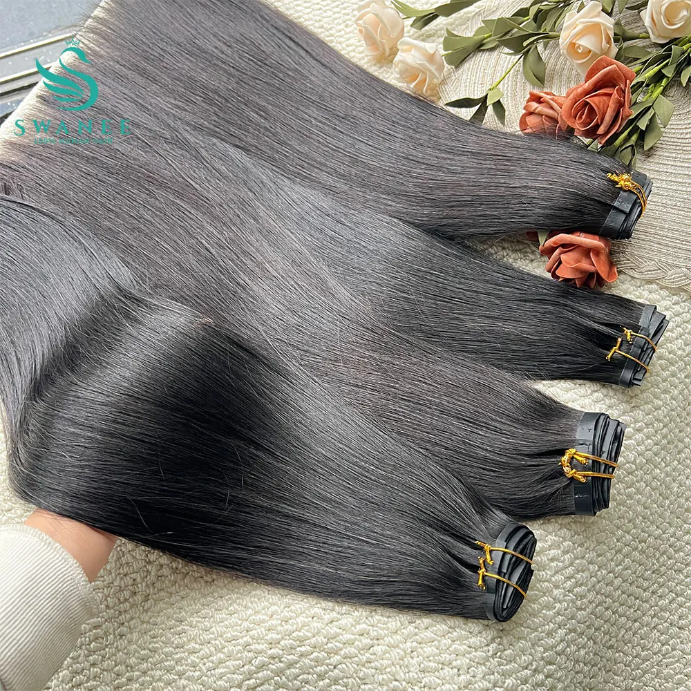 Raw Virgin Clip In Hair Extension 100% Human Hair Natural Black 100 Grams 7 Pieces Clip-On Hair Piece Full Head 16-30 Inch