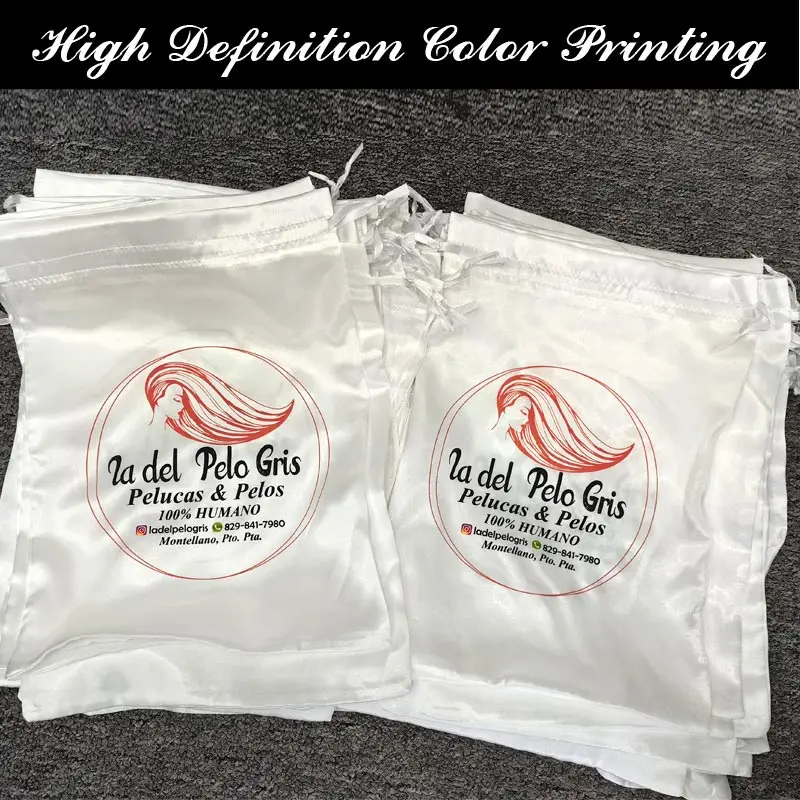 100Pcs Wholesale Silk Satin Bags Hair Packaging Bags Logo Custom Soft Silky Pouches Wigs Bags Hair Tools Storage Bags Home Salon