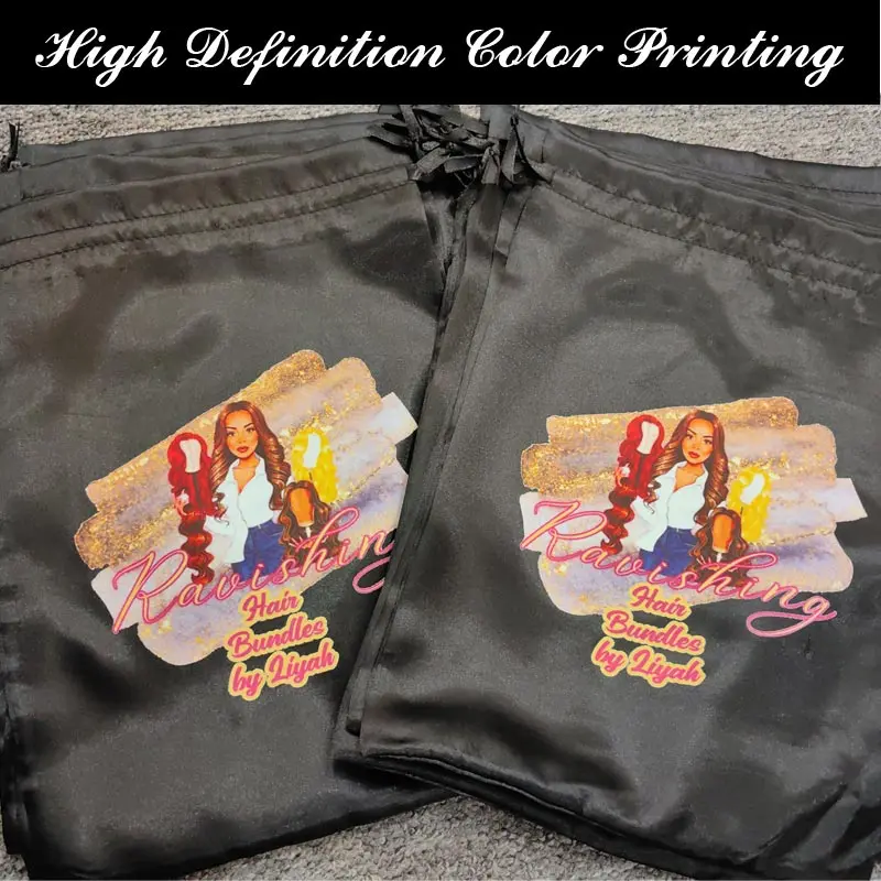 100Pcs Wholesale Silk Satin Bags Hair Packaging Bags Logo Custom Soft Silky Pouches Wigs Bags Hair Tools Storage Bags Home Salon