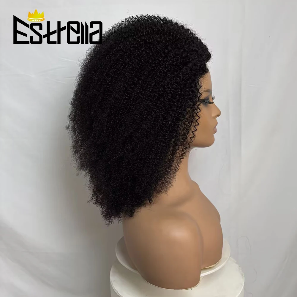 New Half Wig Wear & Go Drawstring Band Seamless Clip Ins Human Wig No Glue 4C Afro Kinky Remy Half Head Human Hair Wig for Women