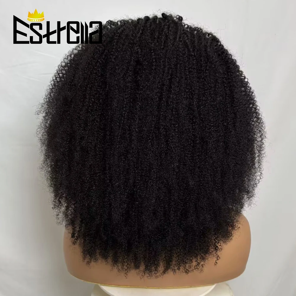 New Half Wig Wear & Go Drawstring Band Seamless Clip Ins Human Wig No Glue 4C Afro Kinky Remy Half Head Human Hair Wig for Women