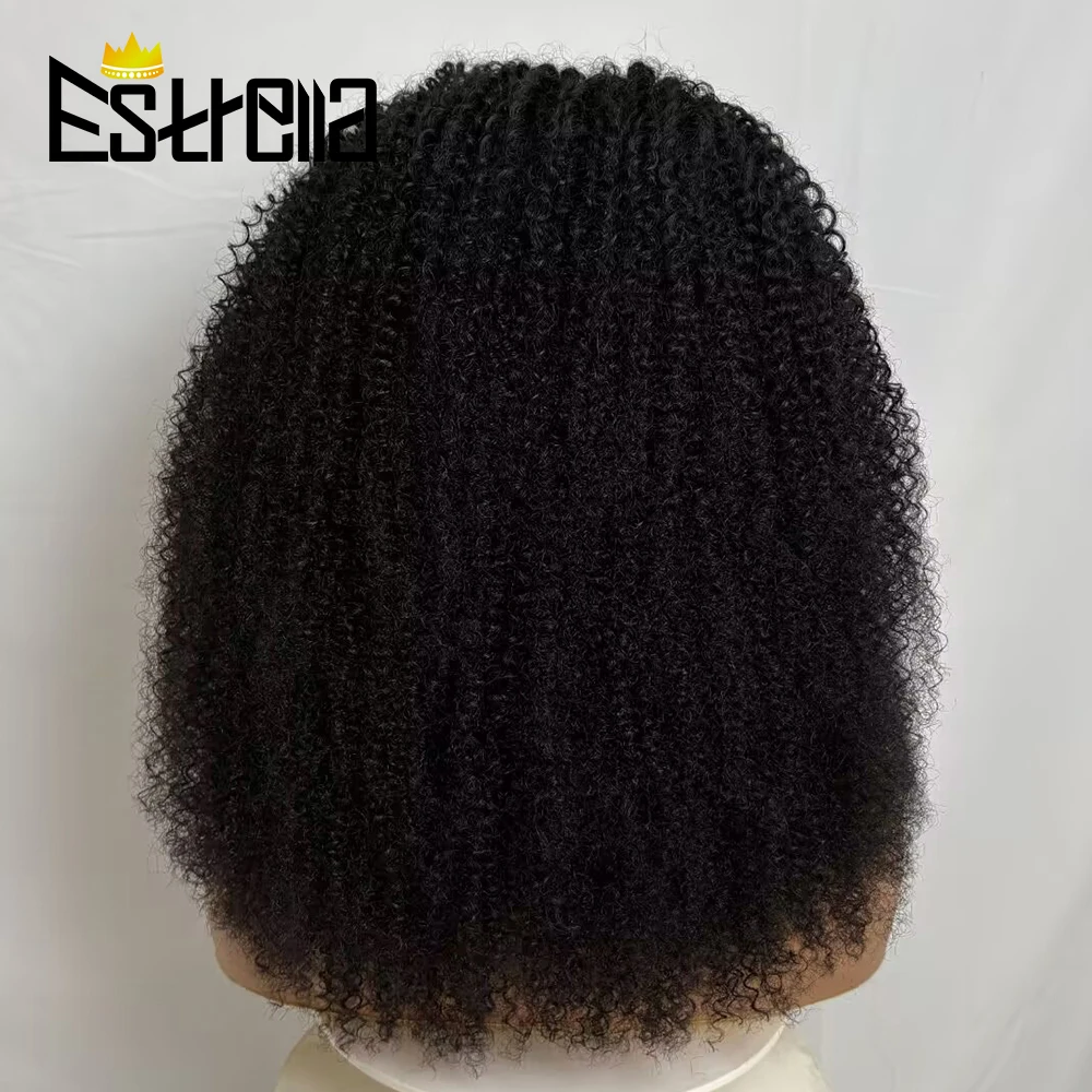 New Half Wig Wear & Go Drawstring Band Seamless Clip Ins Human Wig No Glue 4C Afro Kinky Remy Half Head Human Hair Wig for Women