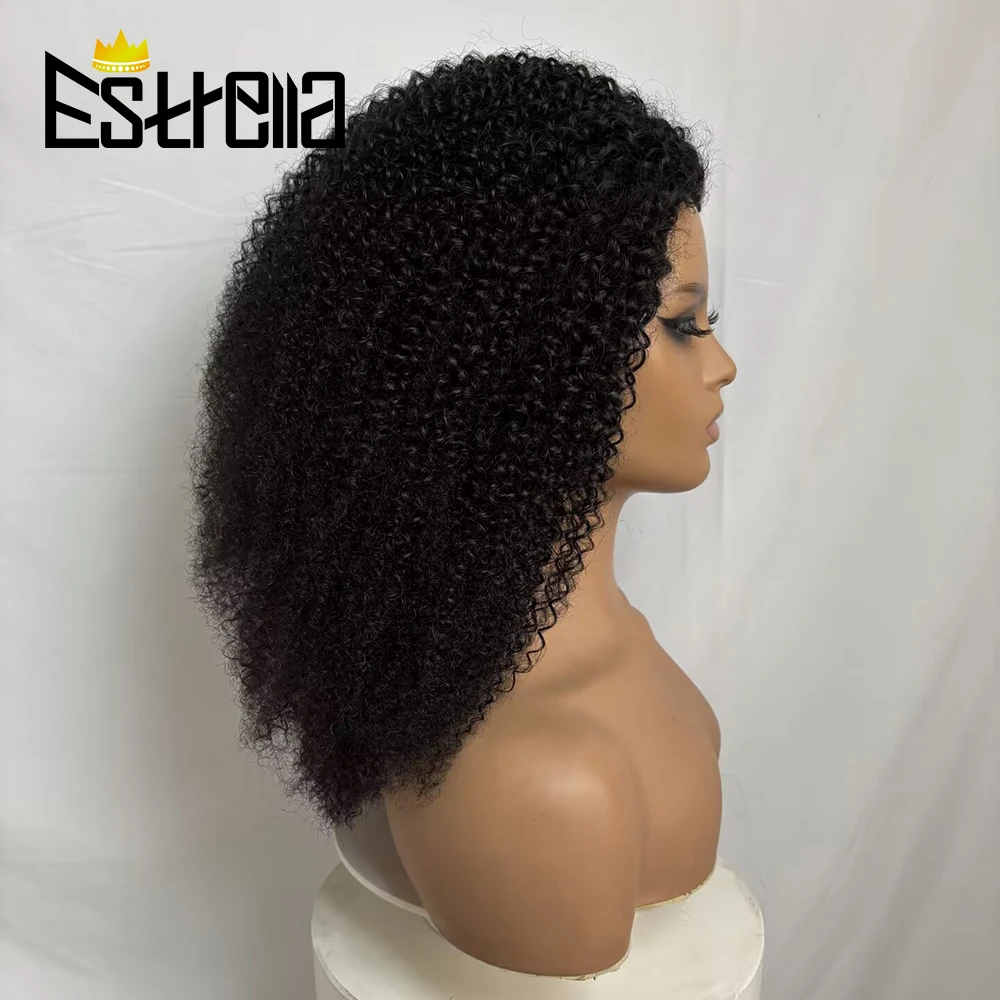 New Half Wig Wear & Go Drawstring Band Seamless Clip Ins Human Wig No Glue 4C Afro Kinky Remy Half Head Human Hair Wig for Women