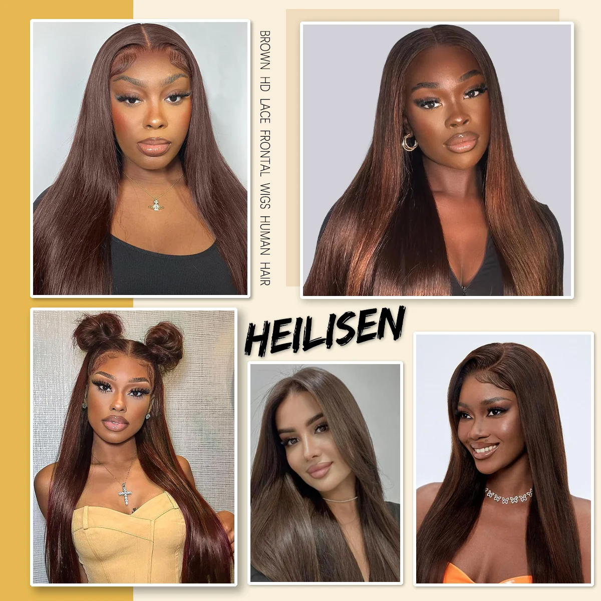 Chocolate Brown Bone Straight Dark Brown 200% Density 40 Inches 13x6 13x4 HD Transparent Lace Frontal Wig #4 Human Hair Wigs Pre Plucked For Women Brazilian Hair