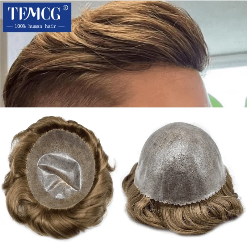 Men's capillary prothesis 0.12-0.14mm Injection Skin Toupee Men Wigs Male Hair Prosthesis Natural Human Hair System Wigs For Men