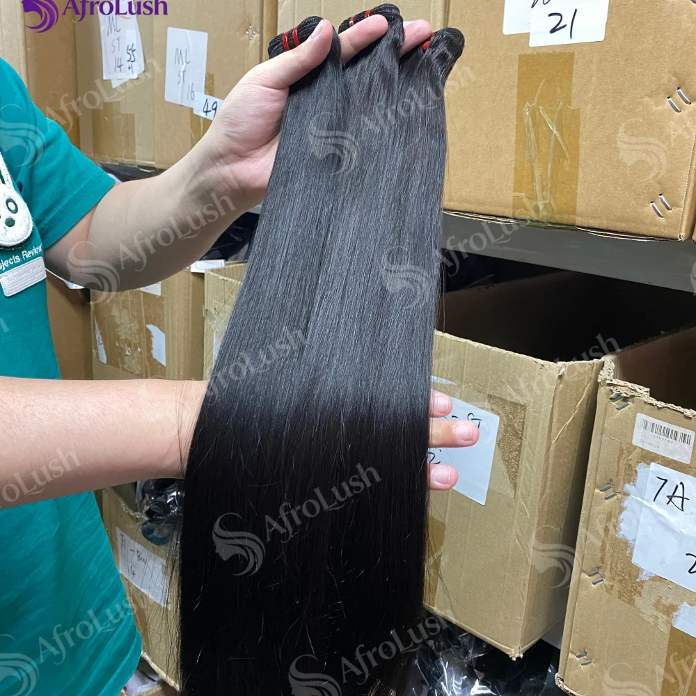 24 26 28 Inches 15A Double Drawn Human Hair Bundles Vietnamese Raw Hair Bundles 100% Human Hair Straight Bundles Unprocessed Hair 1/3/4 Extensions 2-5 Delivery Time