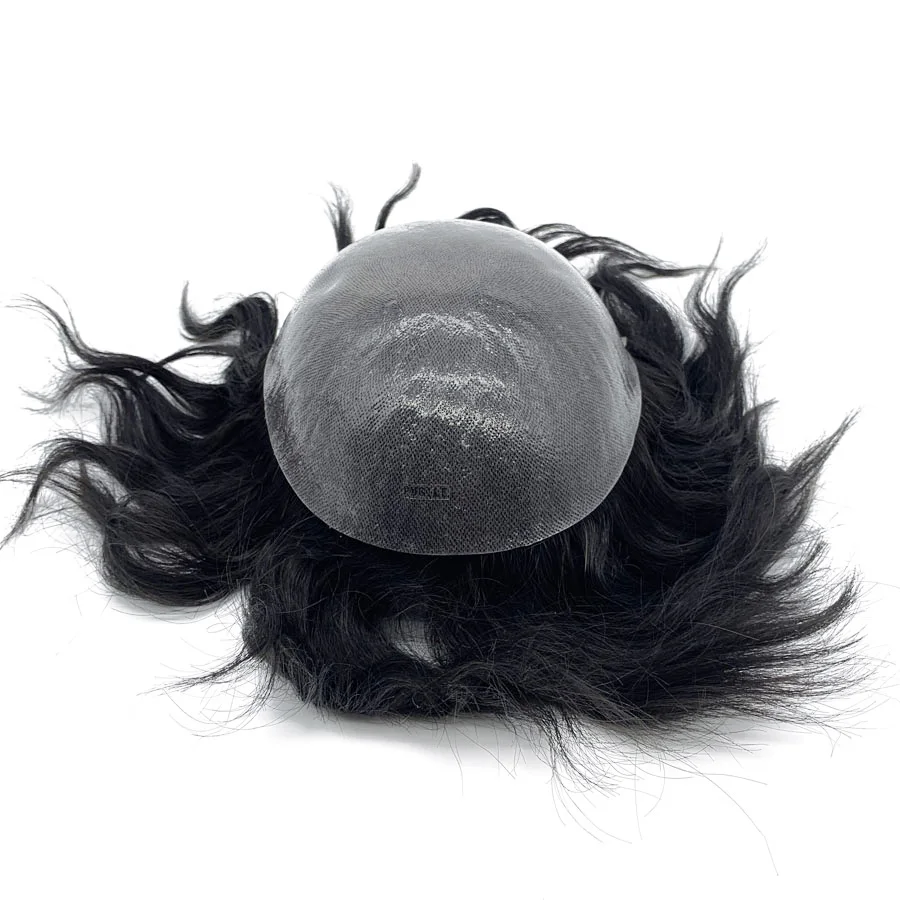 Men's Wig Human Hair Indian Remy Mens Toupee Skin Base 8x10 Inch Size Stock for Male Hair Replacement Systems