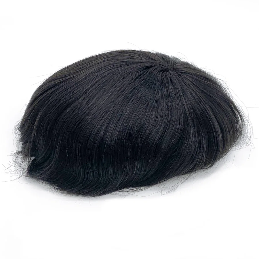 Men's Wig Human Hair Indian Remy Mens Toupee Skin Base 8x10 Inch Size Stock for Male Hair Replacement Systems