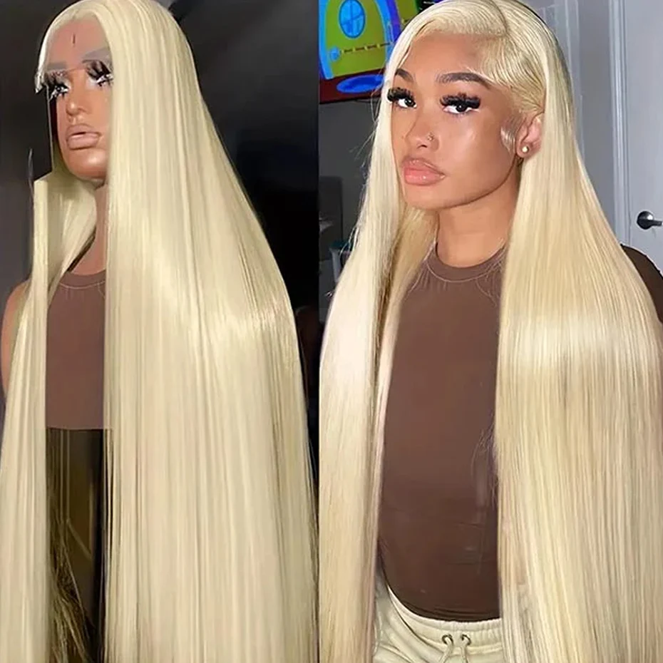 250% 300% Density 613 Honey Blonde Color 13x6 HD Lace Frontal Wigs Pre Plucked Indian Raw Hair Straight 13x4 Lace Front Human Hair Wigs For Women 38 40 inch