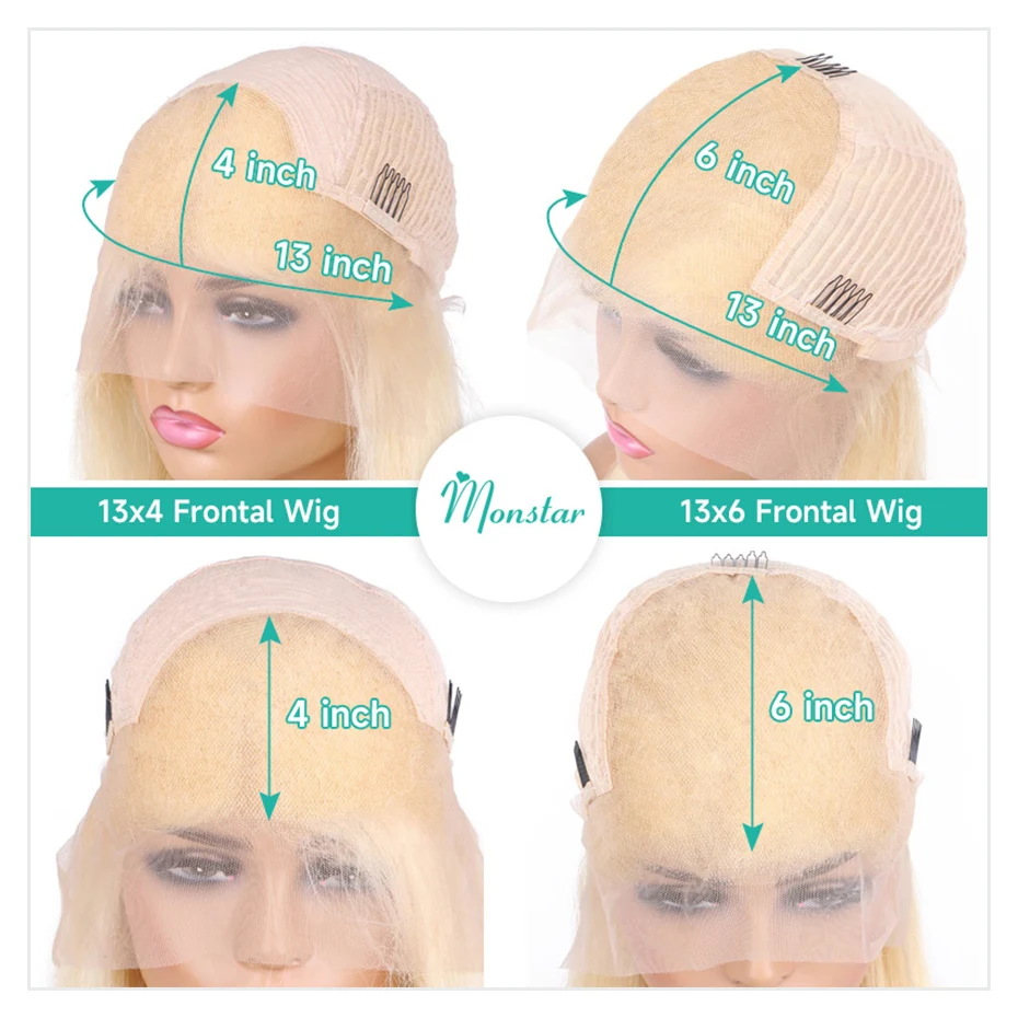 250% 300% Density 613 Honey Blonde Color 13x6 HD Lace Frontal Wigs Pre Plucked Indian Raw Hair Straight 13x4 Lace Front Human Hair Wigs For Women 38 40 inch