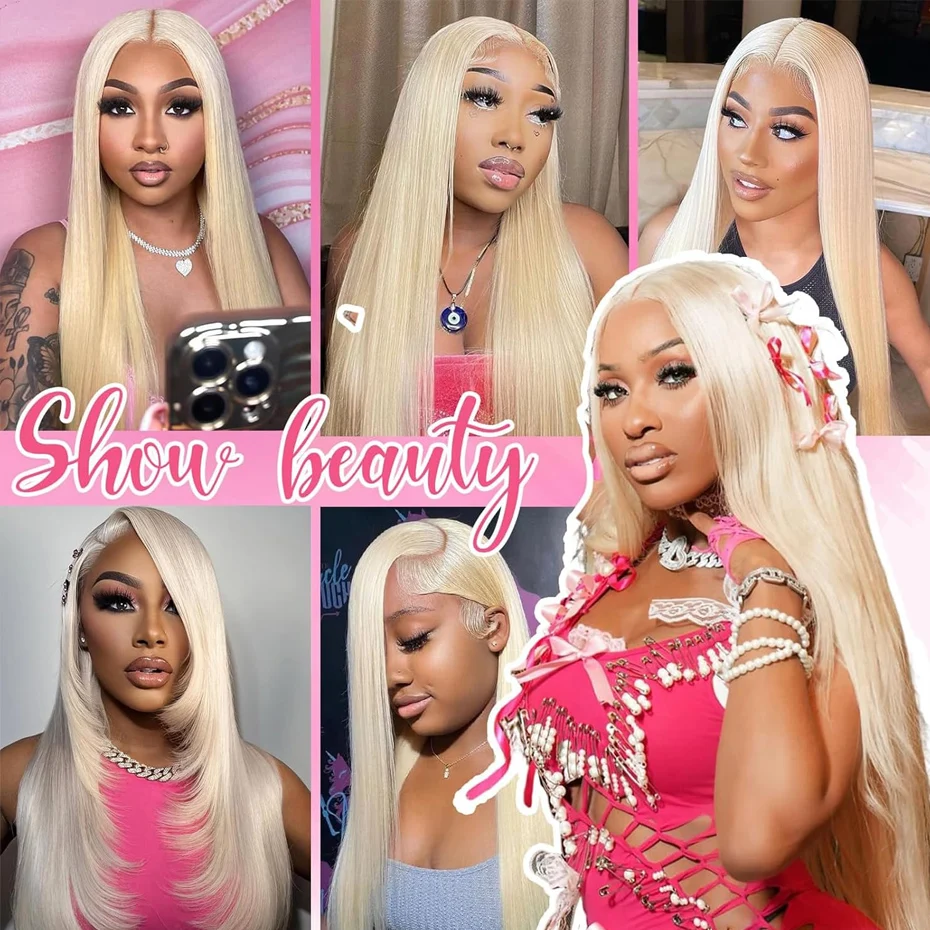 250% 300% Density 613 Honey Blonde Color 13x6 HD Lace Frontal Wigs Pre Plucked Indian Raw Hair Straight 13x4 Lace Front Human Hair Wigs For Women 38 40 inch