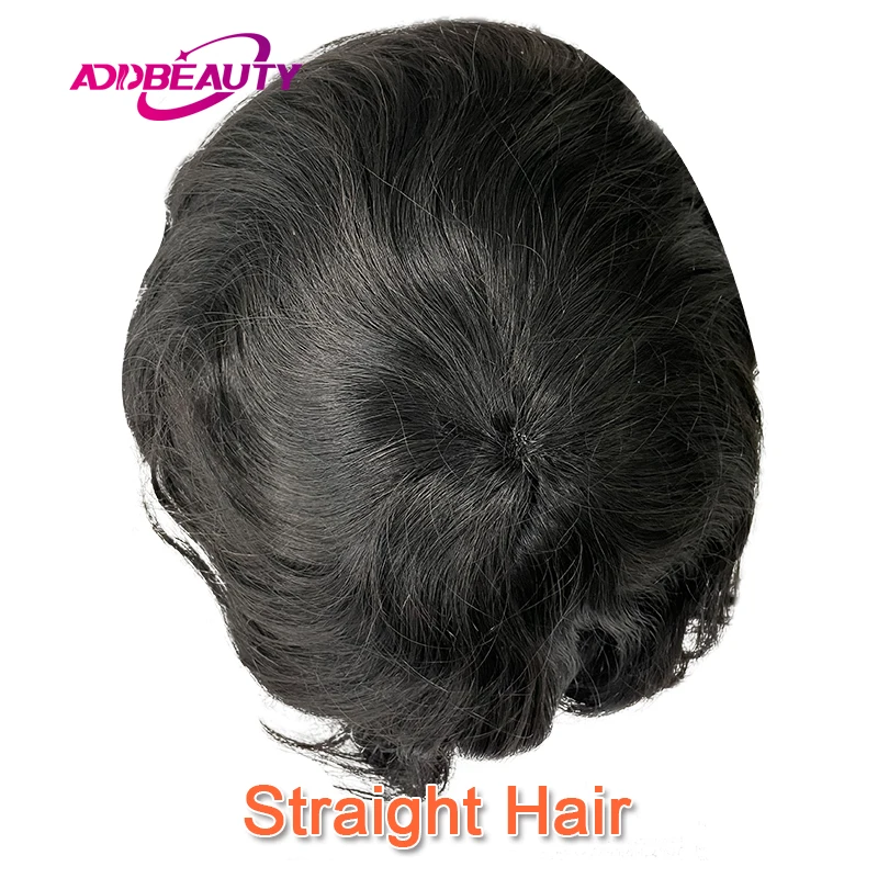 New Men Toupee Human Hair Wigs Fine Mono NPU Capillary Prosthesis Real Human Remy Hair System Male Grey Hair Toupee Hairpiece