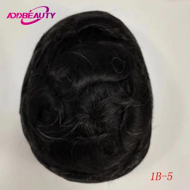 New Men Toupee Human Hair Wigs Fine Mono NPU Capillary Prosthesis Real Human Remy Hair System Male Grey Hair Toupee Hairpiece