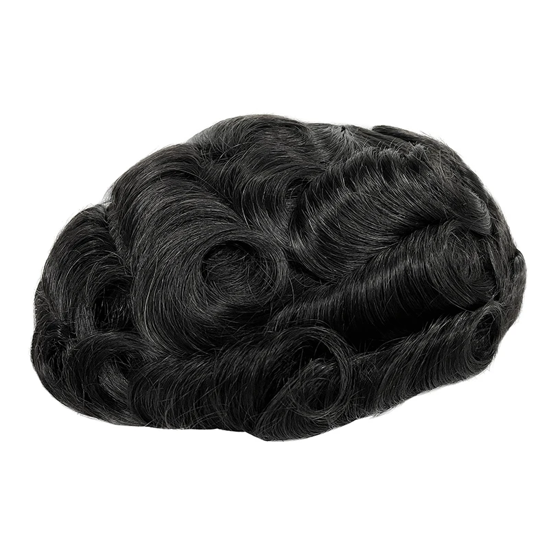 New Men Toupee Human Hair Wigs Fine Mono NPU Capillary Prosthesis Real Human Remy Hair System Male Grey Hair Toupee Hairpiece
