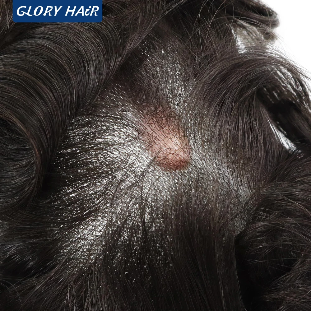Gloryhair-NG Super Thin Skin Men Toupee 0.02-0.03mm V Loop Natural Hairline 90% Density Invisible Male Hair Unit Wig