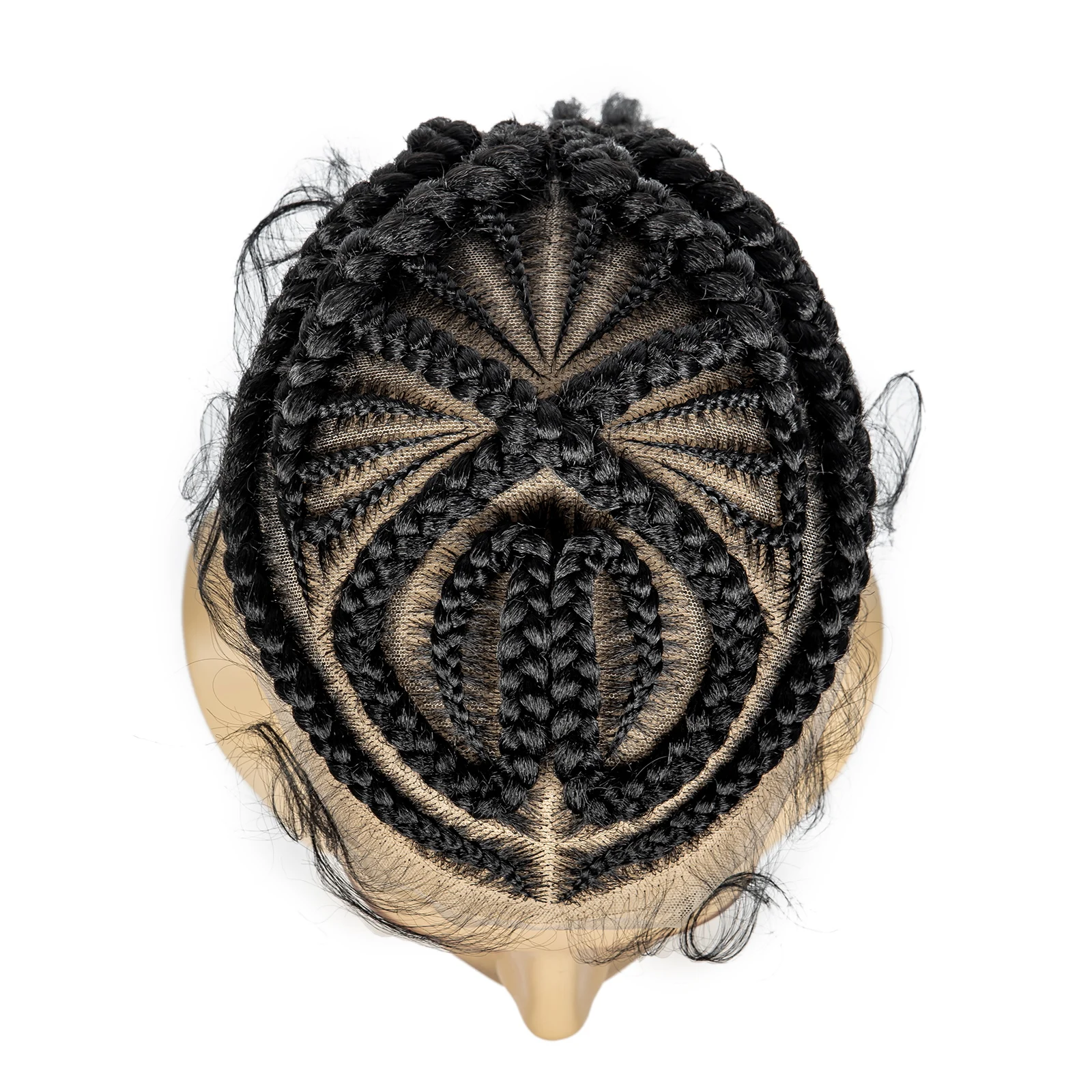 Men's Toupee Hair HD Full Lace Male Hairpieces with Cornrow Braids White Hair Reaplcement Synthetic Short Hair Topper for Men